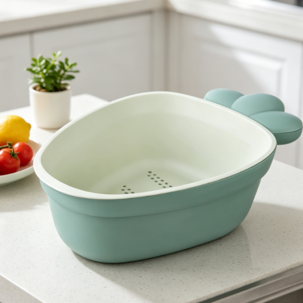 2-In-1 Draining And Washing Bowl; Dishwasher Safe