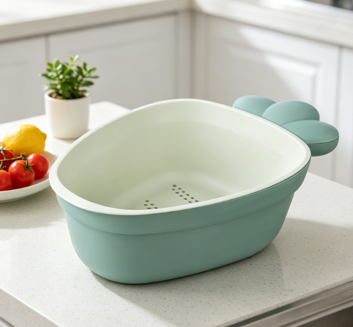 2-In-1 Draining And Washing Bowl; Dishwasher Safe