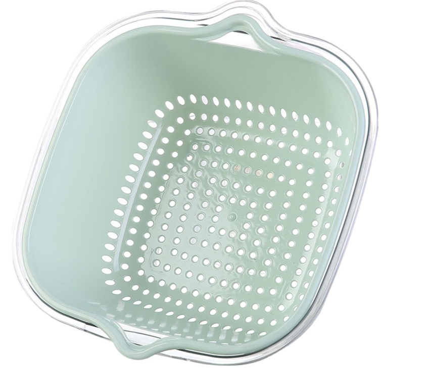 Double-Layer Fruit And Vegetable Draining Basket; Stackable Colander - Image 2
