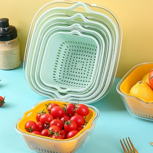 Double-Layer Fruit And Vegetable Draining Basket; Stackable Colander