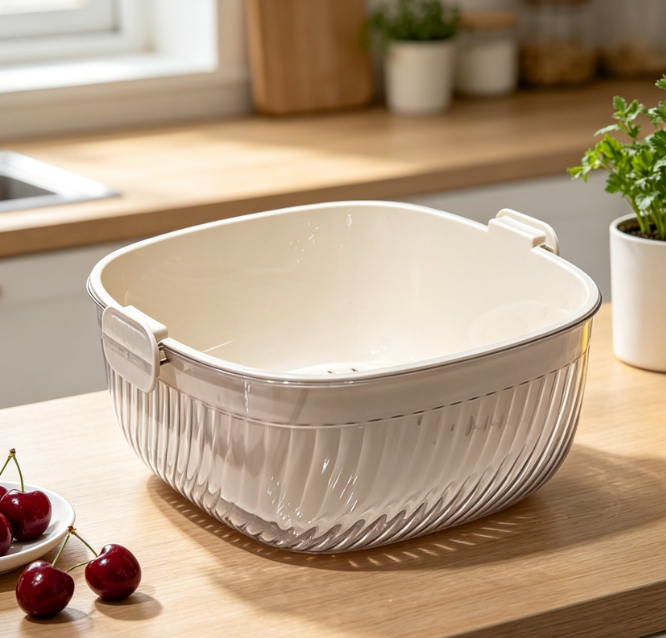 Double-Layer Kitchen Draining Basket Set; Multifunctional Washing - Image 2