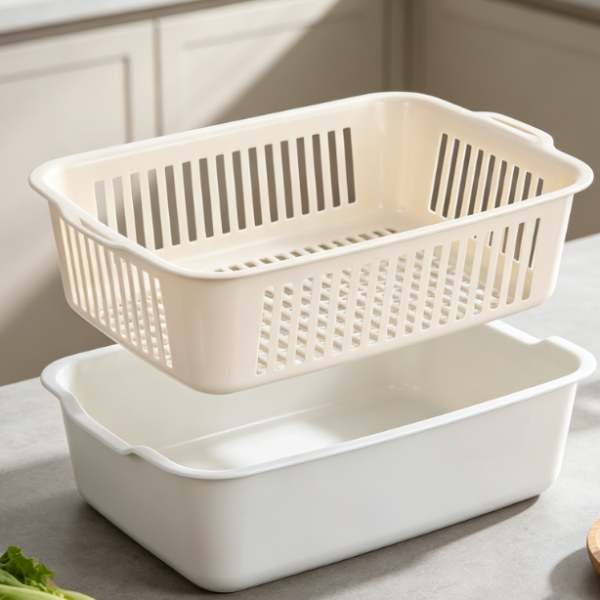 Double-Layer Draining And Washing Bowl; For Home Use (Produce/Rice)