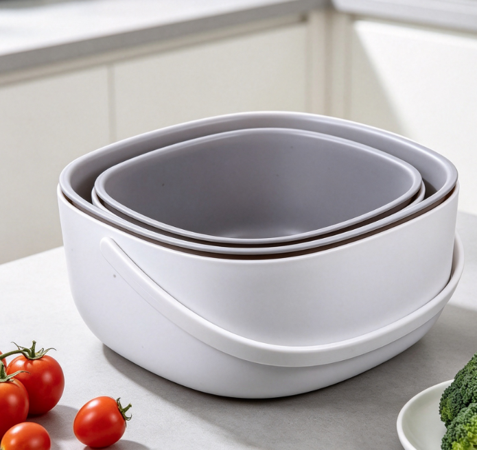 Portable Double-Layer Draining Basket; Practical Kitchen Tool