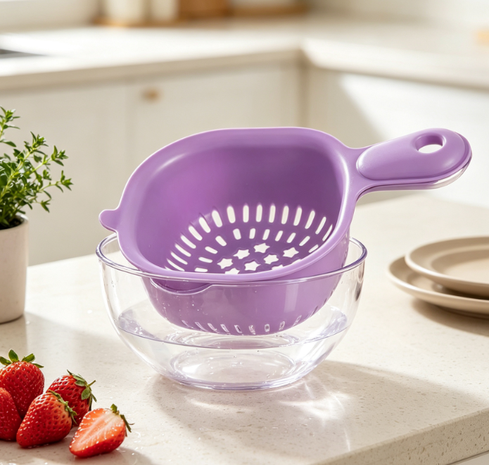 Kitchen Draining Basket With Handle; Multifunctional Washing And Storage - Image 2