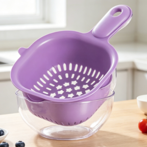 Kitchen Draining Basket With Handle; Multifunctional Washing And Storage
