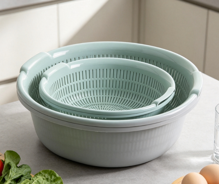 Integrated Colander Set; For Sink-Side Draining