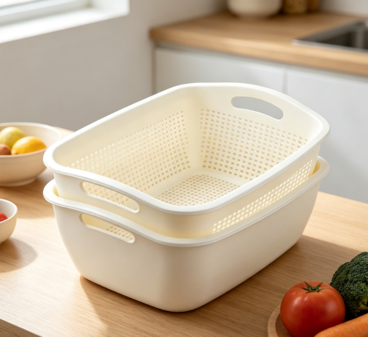 Kitchen Sink Draining Basket; Multi-Layer Stackable Design