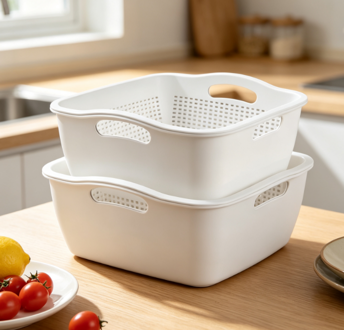 Multi-Layer Stackable Draining Basket; Kitchen Storage Style