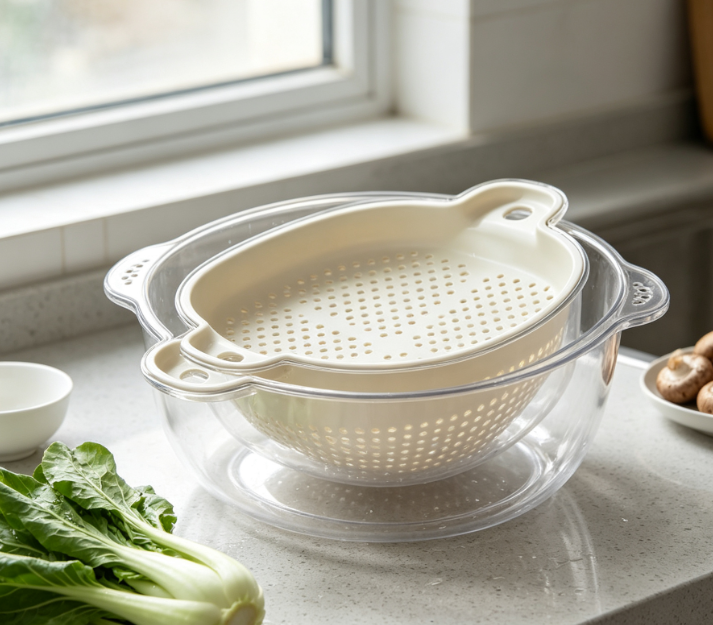 Stackable Matte-Finish Draining Basket; For Home Washing - Image 2