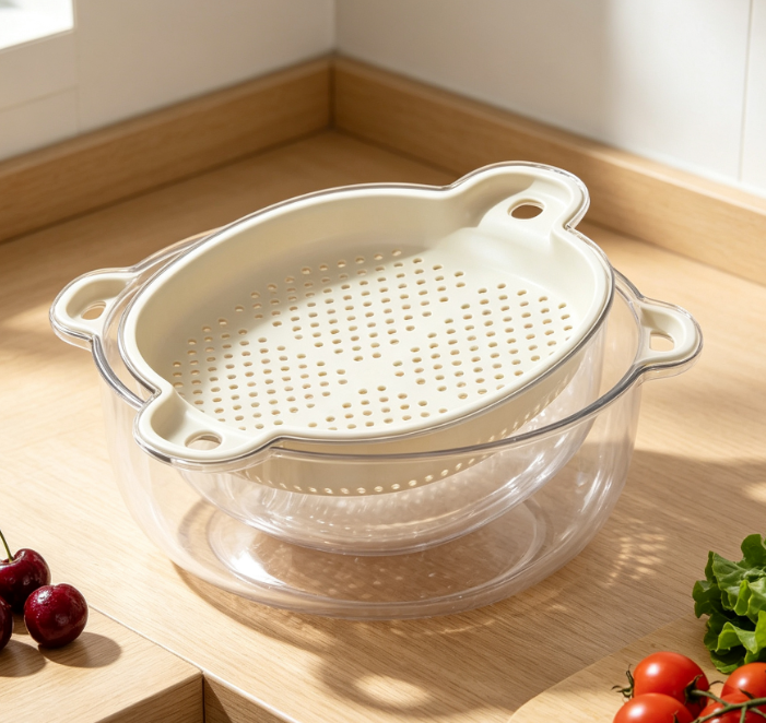 Stackable Matte-Finish Draining Basket; For Home Washing