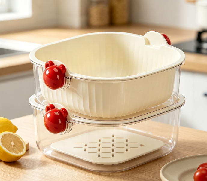 3-Tier Food Colander Set; For Washing Rice And Produce