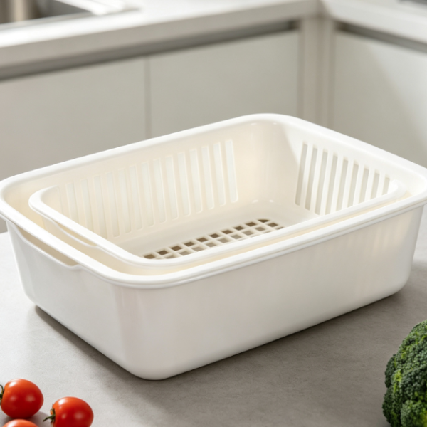 Double-Layer Draining Basket With Water Separation; Multifunctional Storage Bowl