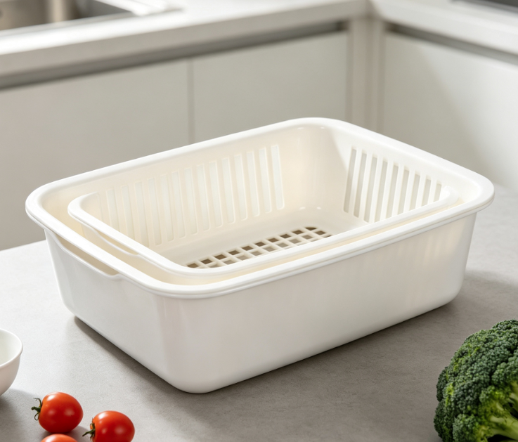 Double-Layer Draining Basket With Water Separation; Multifunctional Storage Bowl