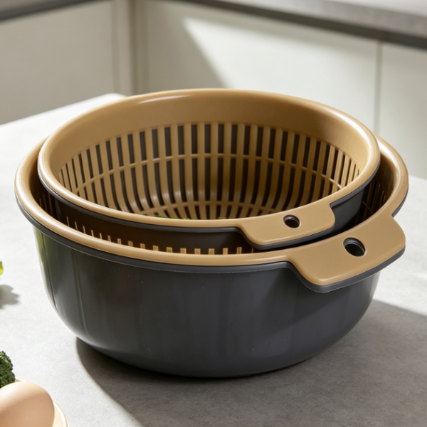 2-In-1 Colander; Combines Washing, Draining, And Mixing Functions