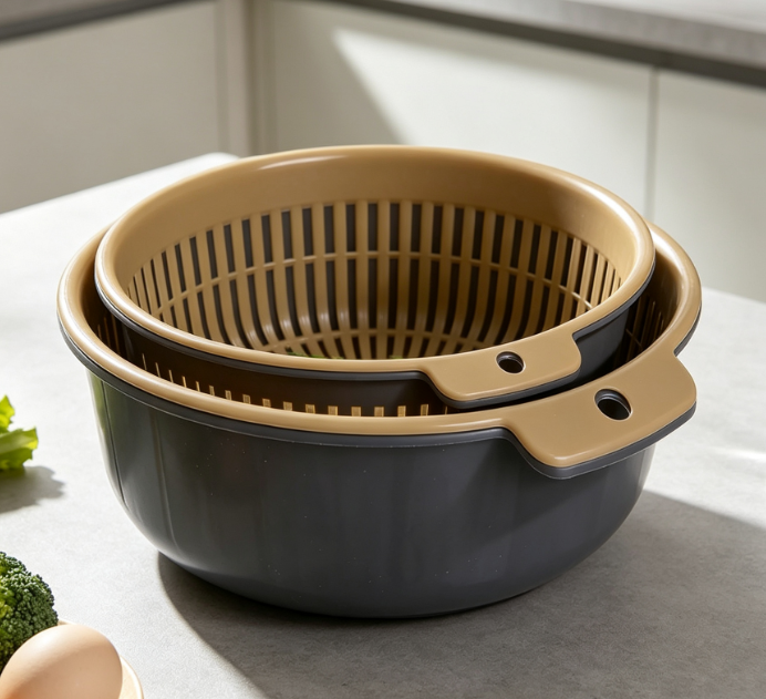 2-In-1 Colander; Combines Washing, Draining, And Mixing Functions