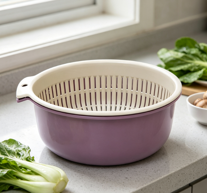 Detachable Dual-Layer Colander; Prep Basket With Handles - Image 2
