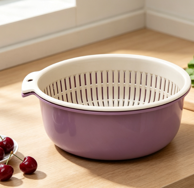 Detachable Dual-Layer Colander; Prep Basket With Handles