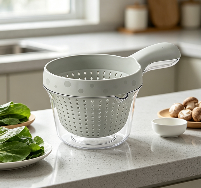 Double-Layer Draining Basket With Handles; Detachable For Cleaning - Image 2