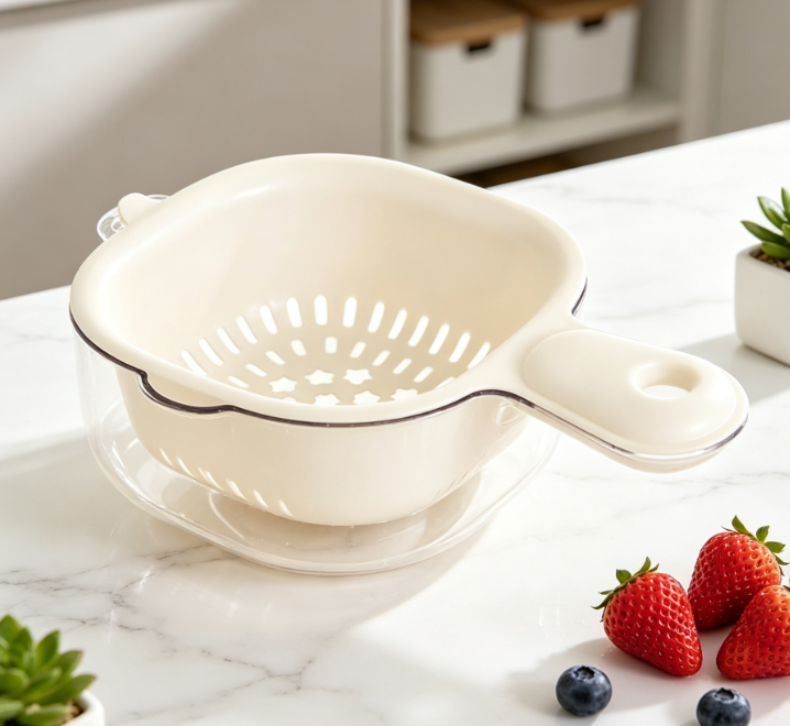 Double-Layer Fruit Colander; Ideal For Berries And Grapes - Image 2