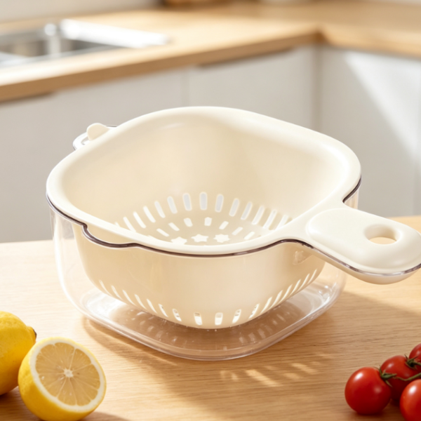 Double-Layer Fruit Colander; Ideal For Berries And Grapes