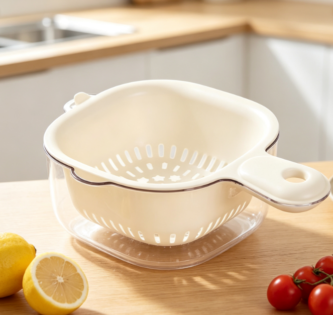 Double-Layer Fruit Colander; Ideal For Berries And Grapes