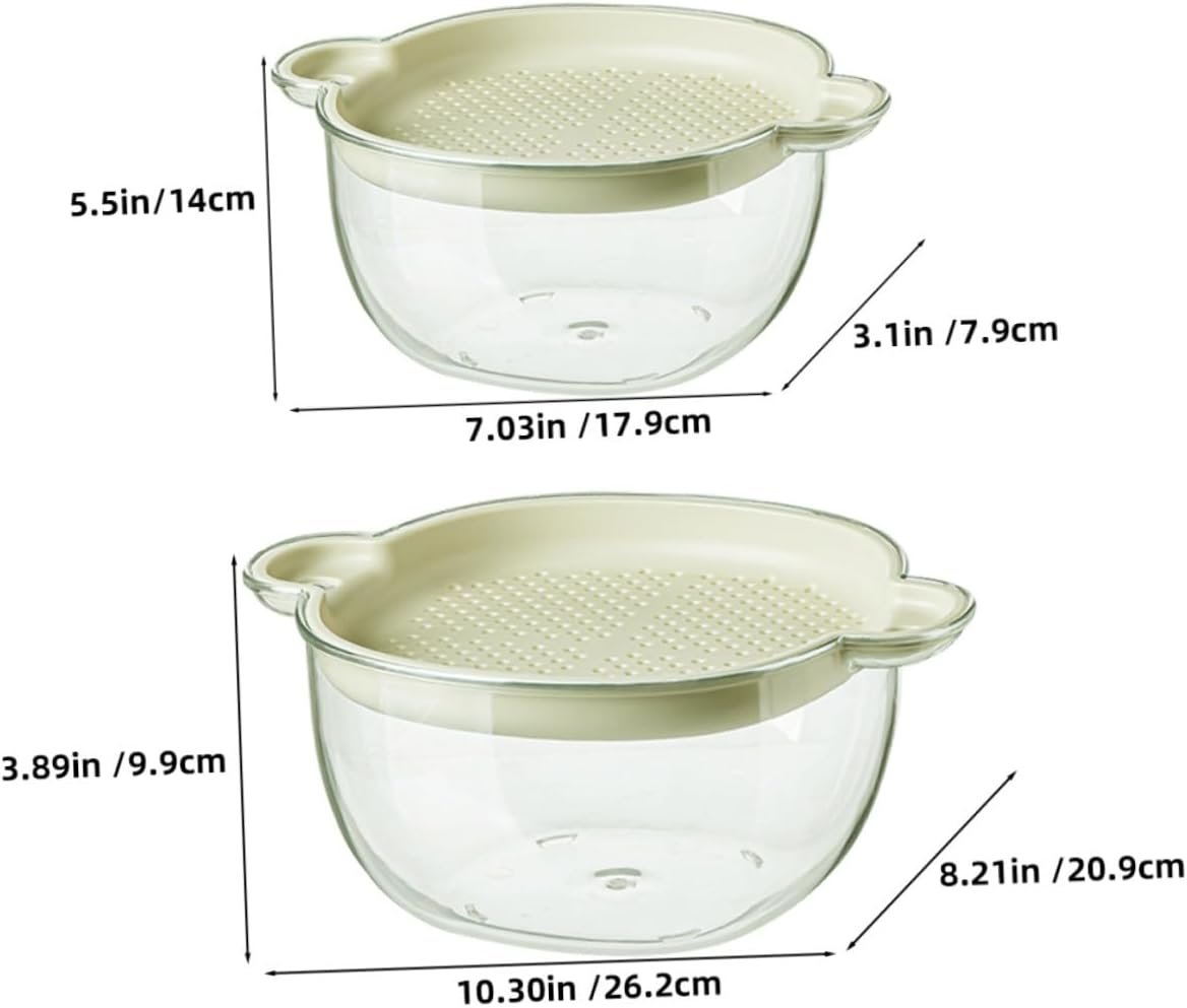 2-Piece Kitchen Draining Basket Set; For Rinsing And Storage - Image 2