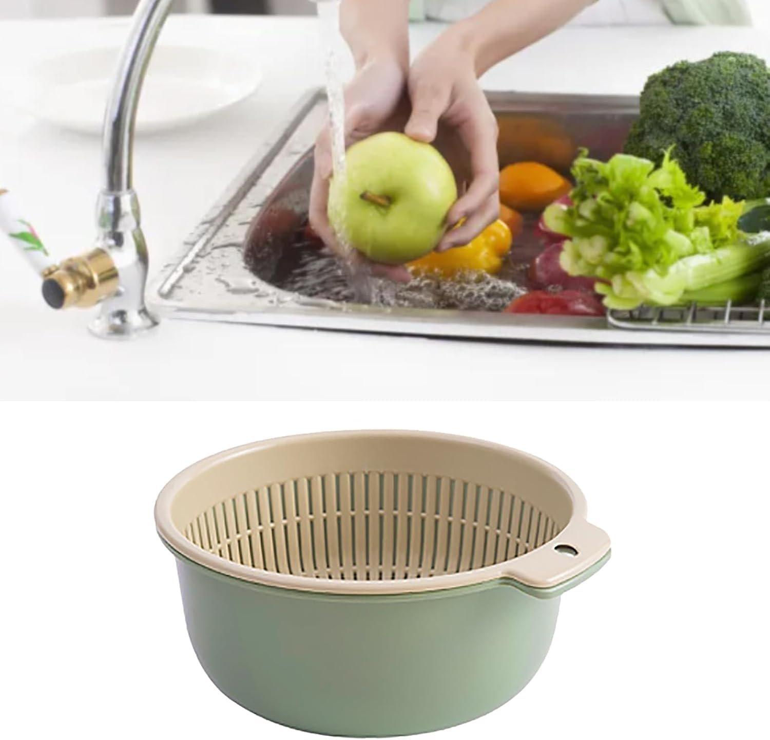 Durable Thickened Colander Set; Stylish Storage And Draining