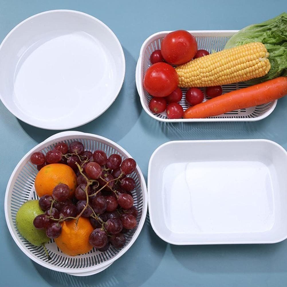 Fine-Mesh Dual-Layer Colander; Sturdy Fruit & Vegetable Tray