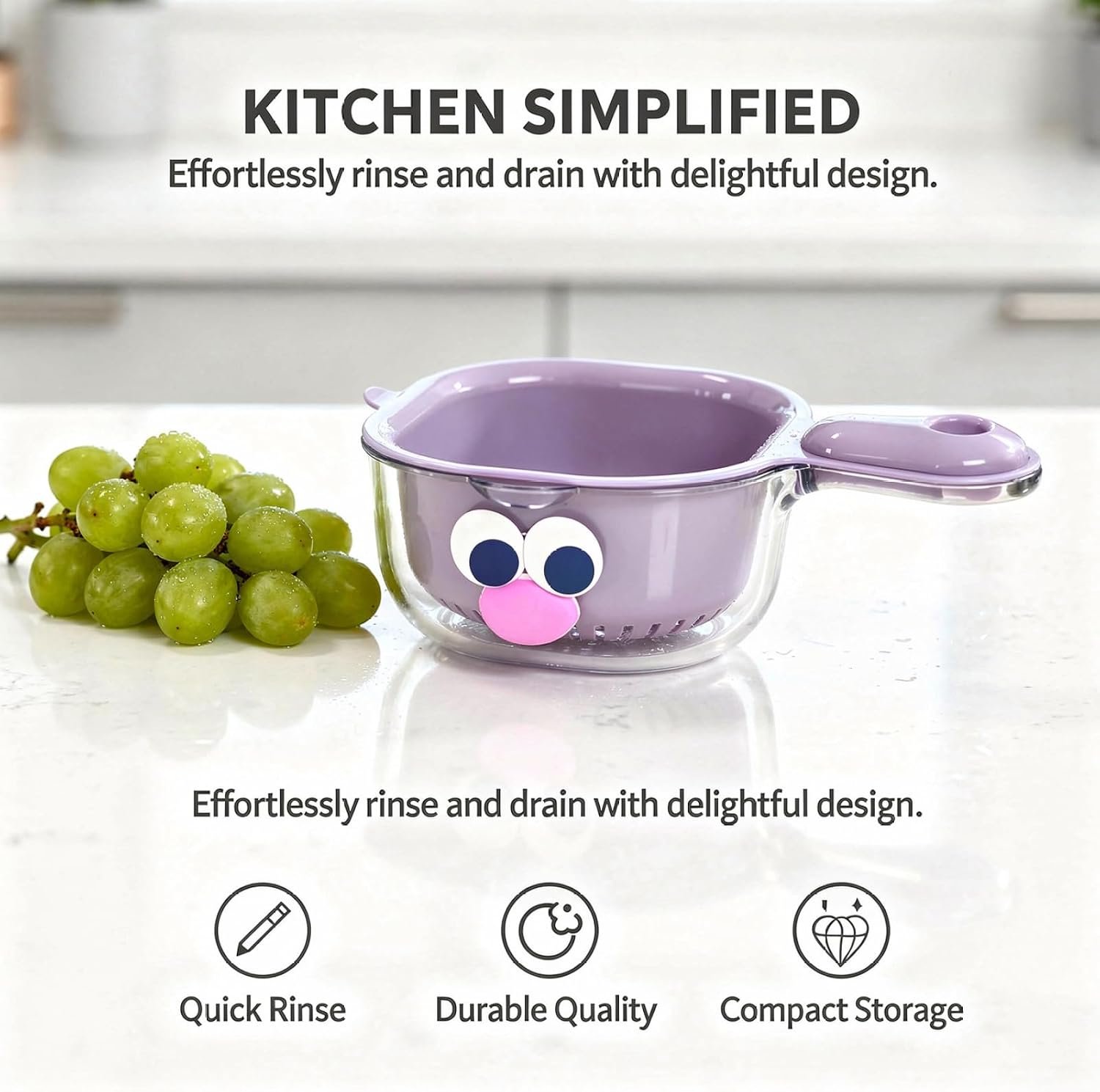 Thickened Draining Bowl With Handles; Perforated For Quick Drainage - Image 2