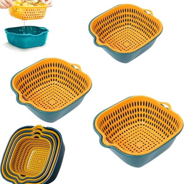 2-In-1 Nested Draining Bowl; For Soaking And Washing Vegetables