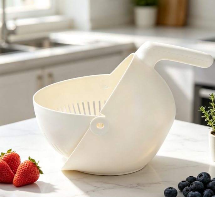 Rotating Draining Basket; Spill-Proof Design With Handle - Image 2